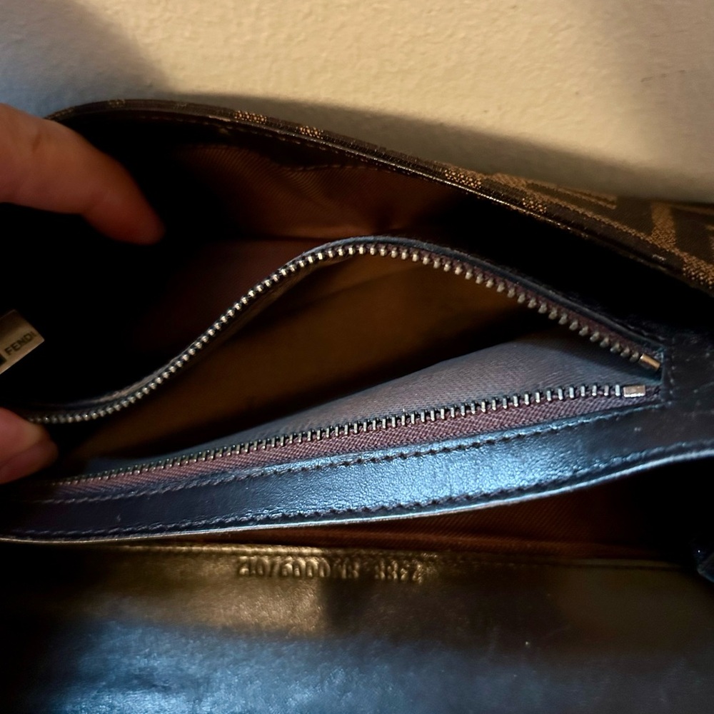 Fendi Zucca FF Chocolate Leather - Canvas Print Long Wallet With Dust Bag - Picture 7 of 9